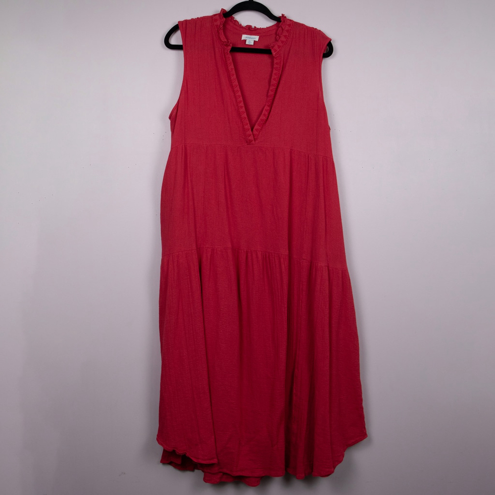 Sundance Himiko coral tiered midi dress-PL